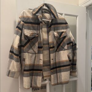 Zara Women's Plaid Jacket - Black, Gray, Tan